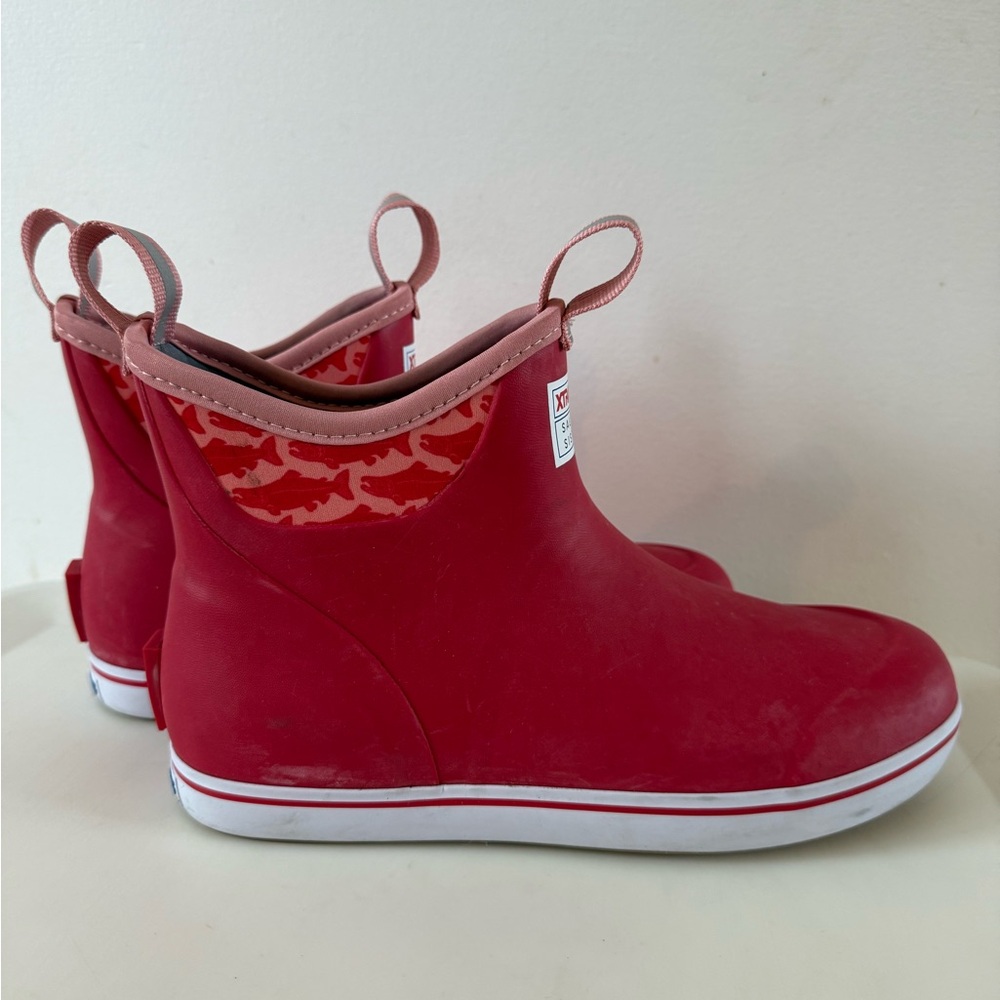 Xtratuf Salmon Sisters Ankle Deck Boots Red Salmon Waterproof Women’s Size 10 - Picture 4 of 9